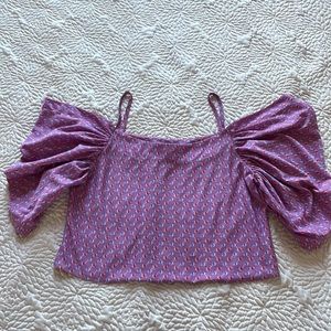 Urban Outfitters Urban Renewal Lilac Off the Shoulder Puff Sleeve L